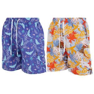 iBerryNY Mens Swimming Shorts, Cargo Pockets Swim Trunks w/ Lining, 2-Pack